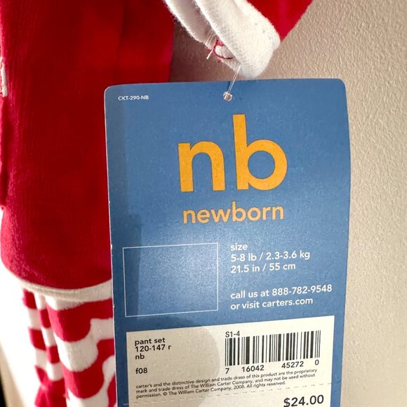 NWT Carter's Little Collection Holiday Santa 2 Piece Set Jacket Pants Red White - Picture 6 of 6